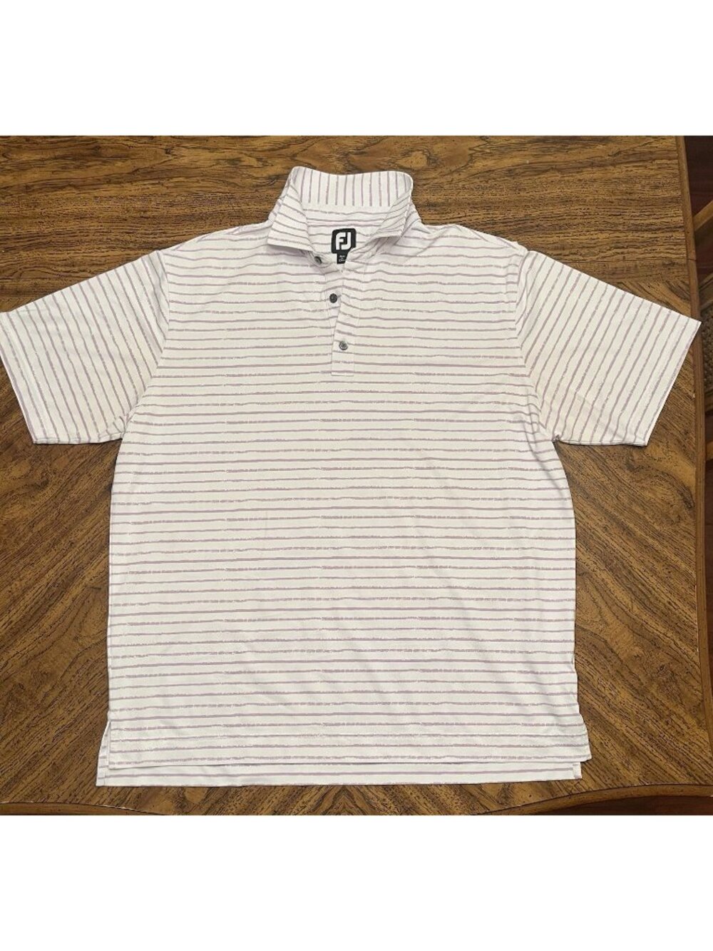 Footjoy FJ Mens Performance Golf Polo Shirt XL Purple Stripes Stretch FLAWS